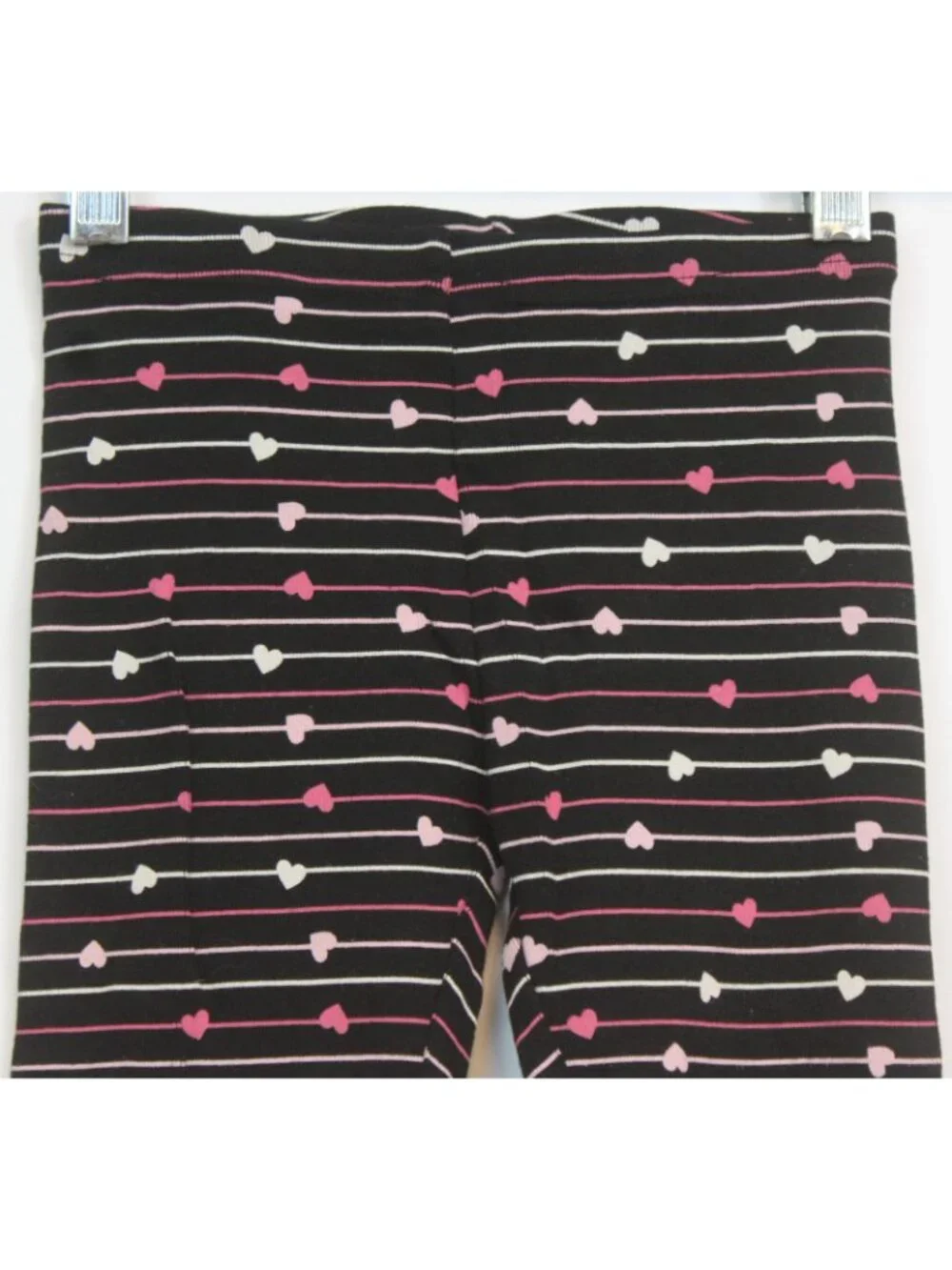 2007 Gymboree Tres Chic Black Heart Print Leggings sz 5 Cotton Stretch Pants